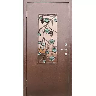 Антивандальная дверь с ковкой в виде виноградной лозы